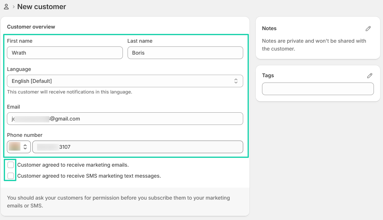 Shopify: You can also manually add customers.