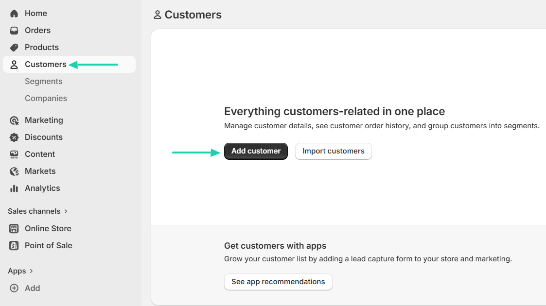 Shopify: customers showing “Customers”