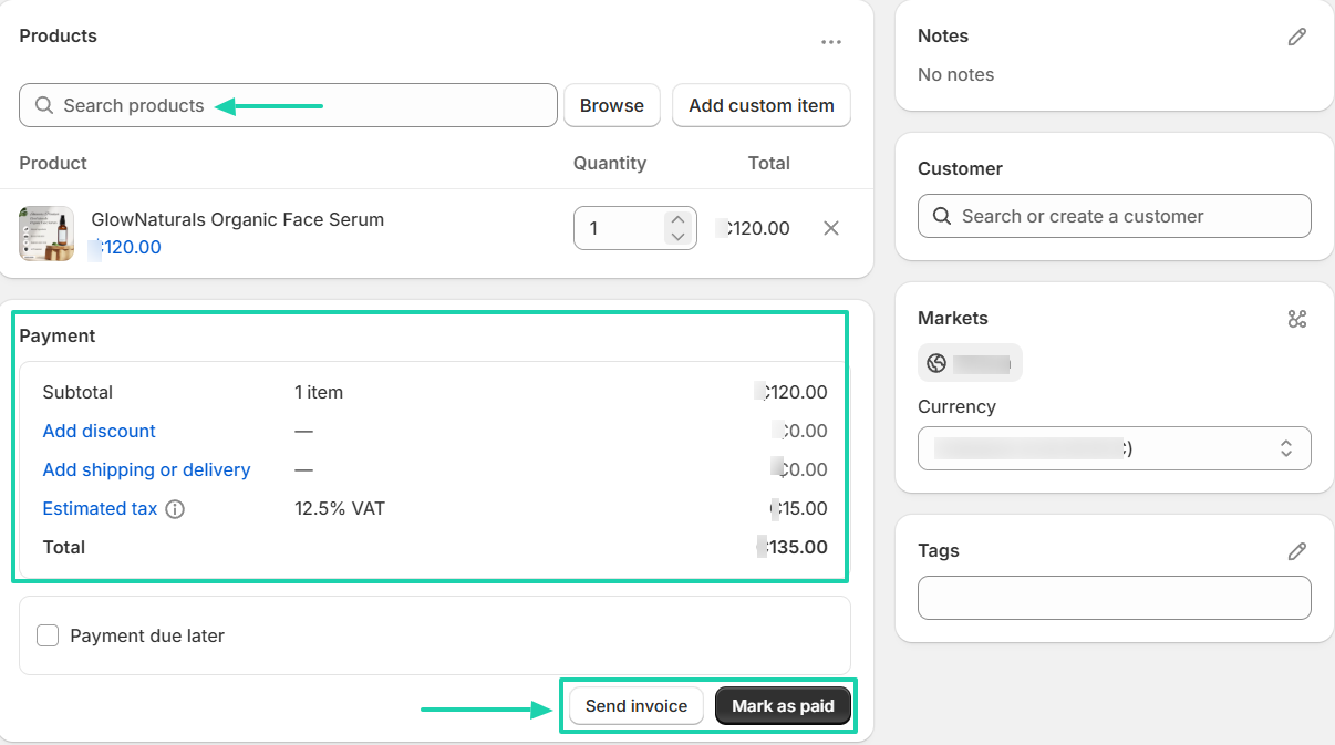 Shopify: orders screenshot