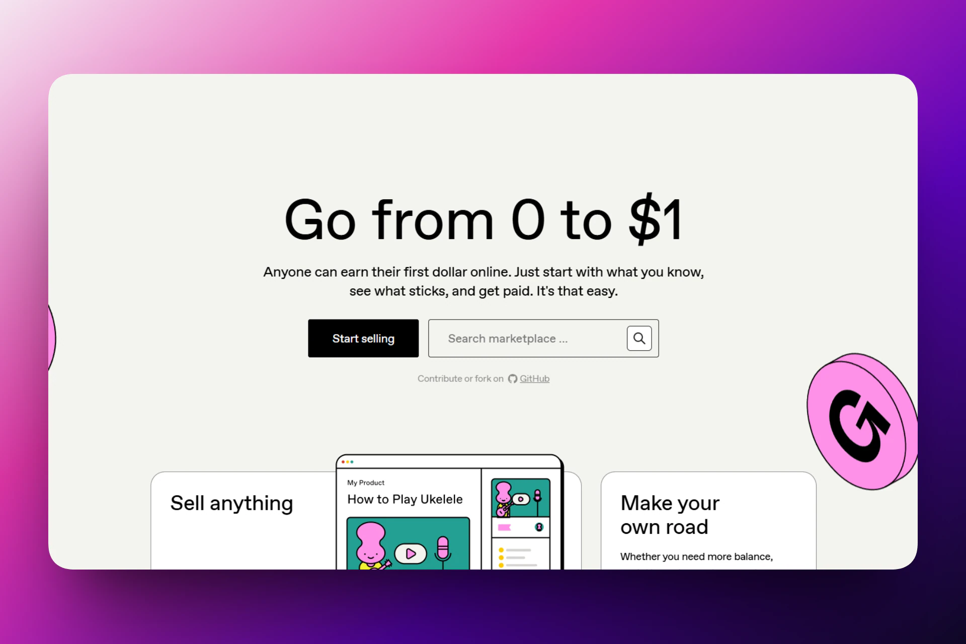 Gumroad: You can also sell bundles and services, like scheduled calls or commissions.