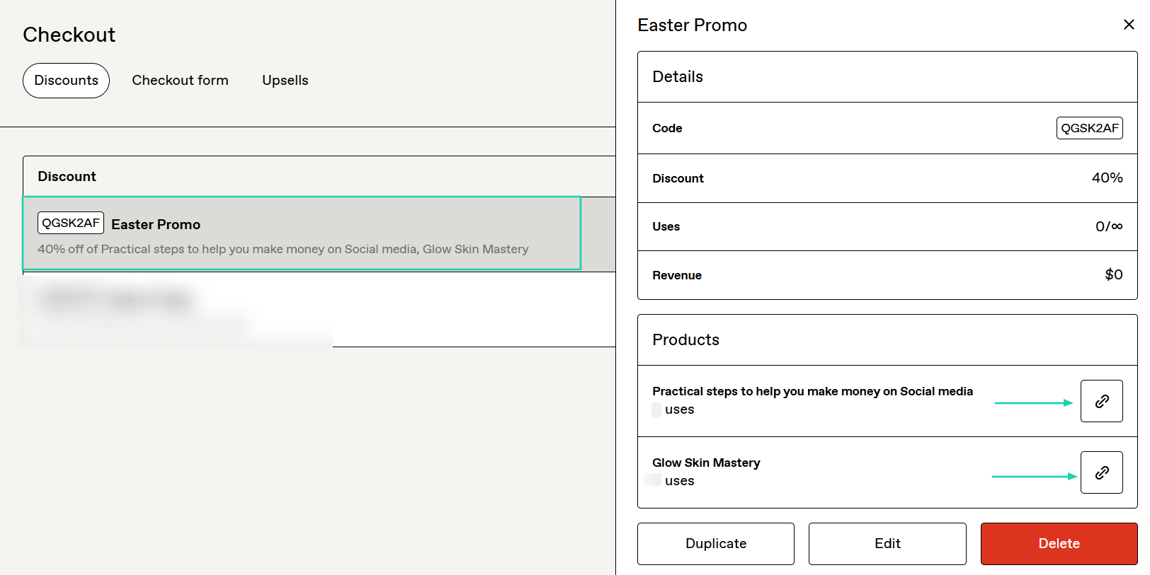 Gumroad: You can copy the different product links and share them.