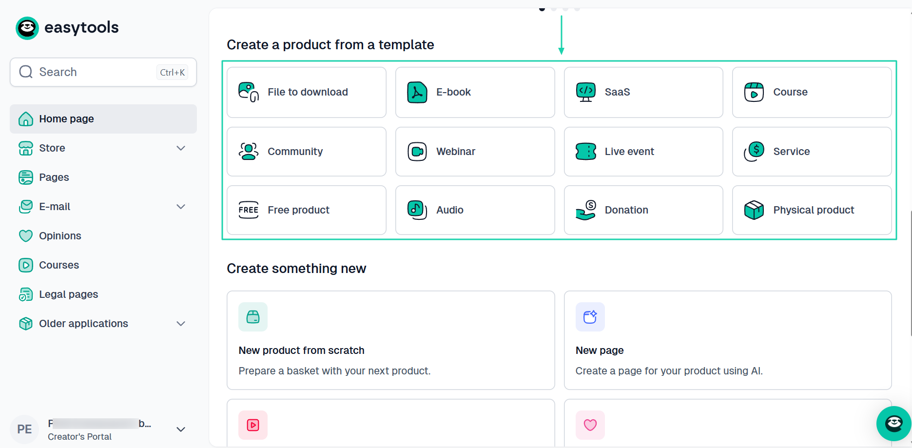Consider the type of products you sell interface screenshot