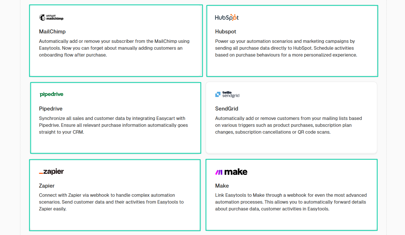 Assess integration with other tools: membership screenshot — automation