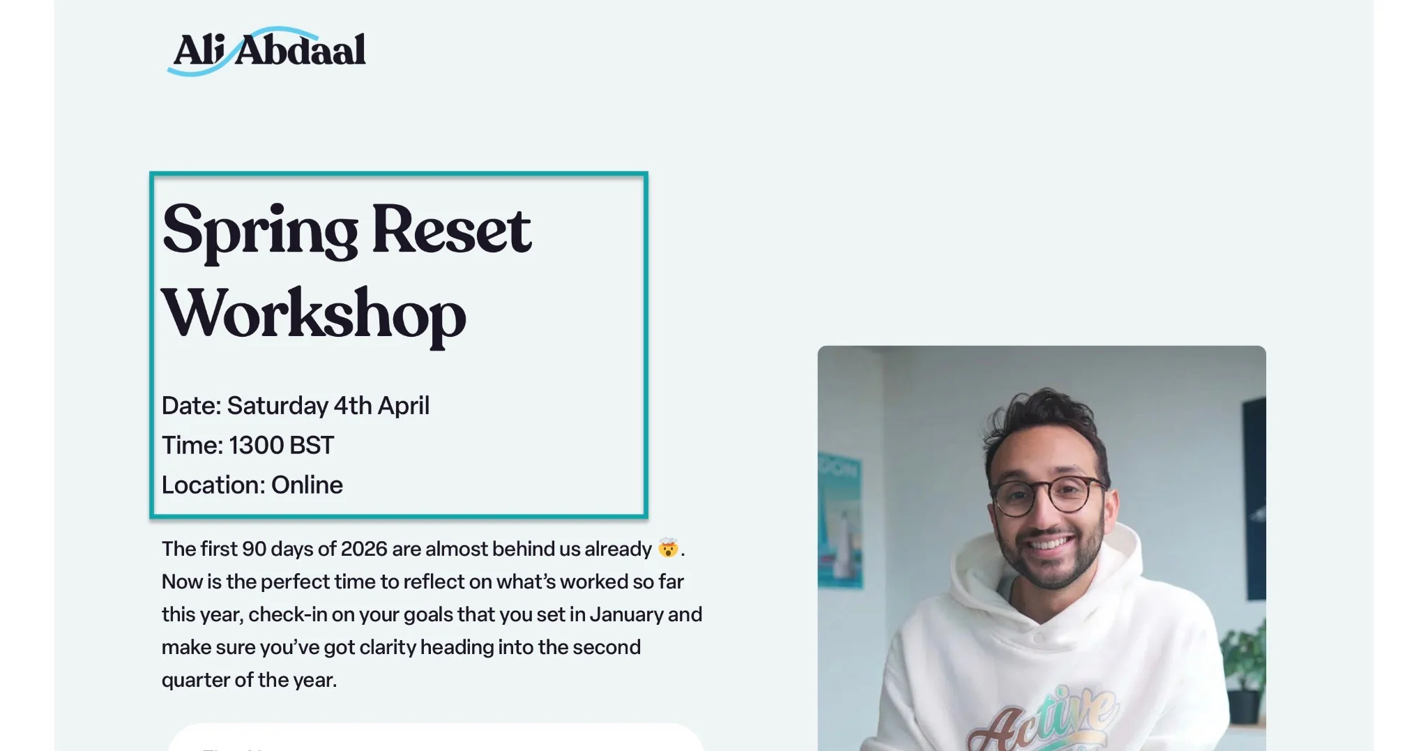 atelier spring reset d'ali abdaal