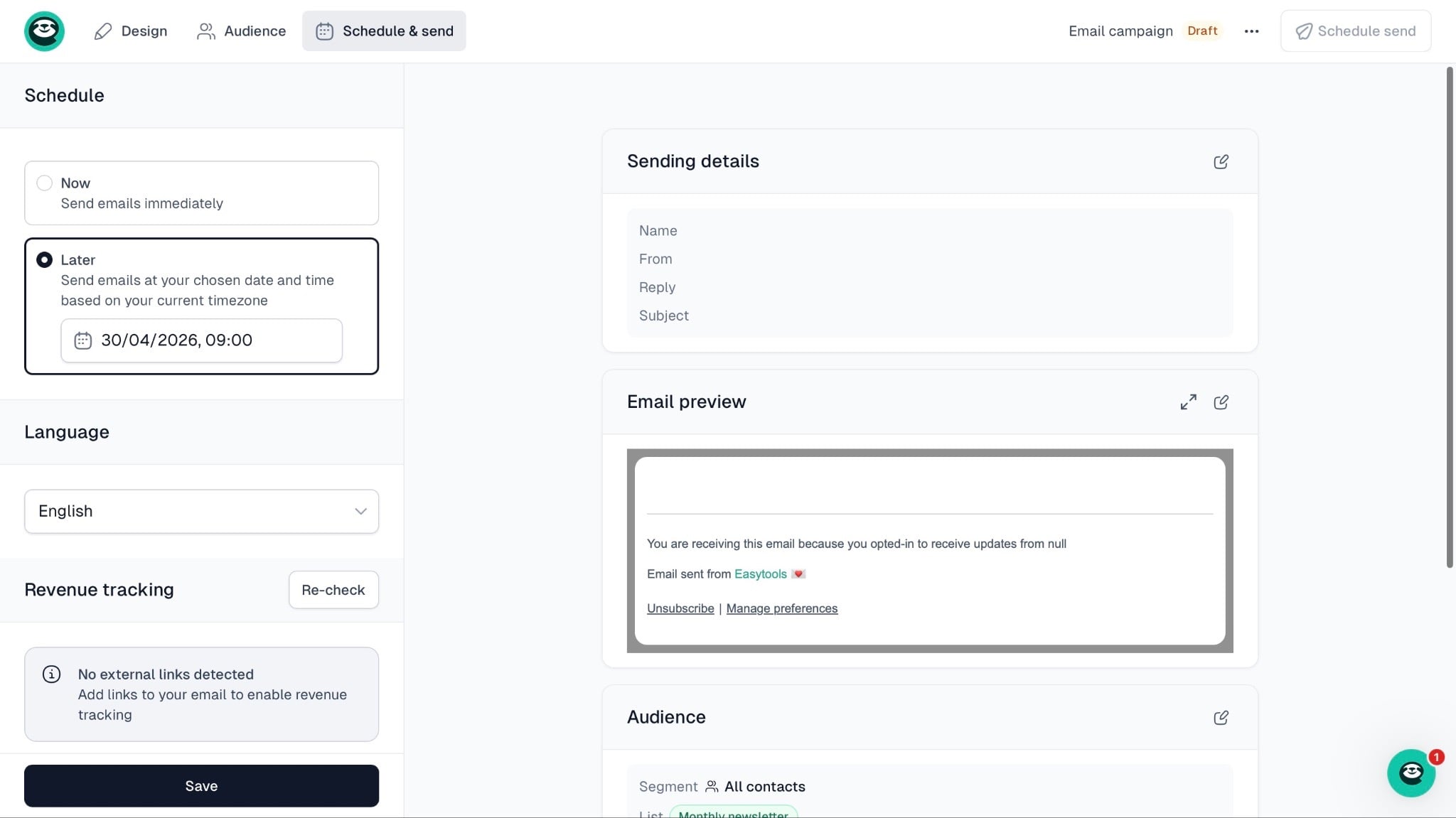 fenêtre d'édition easymail