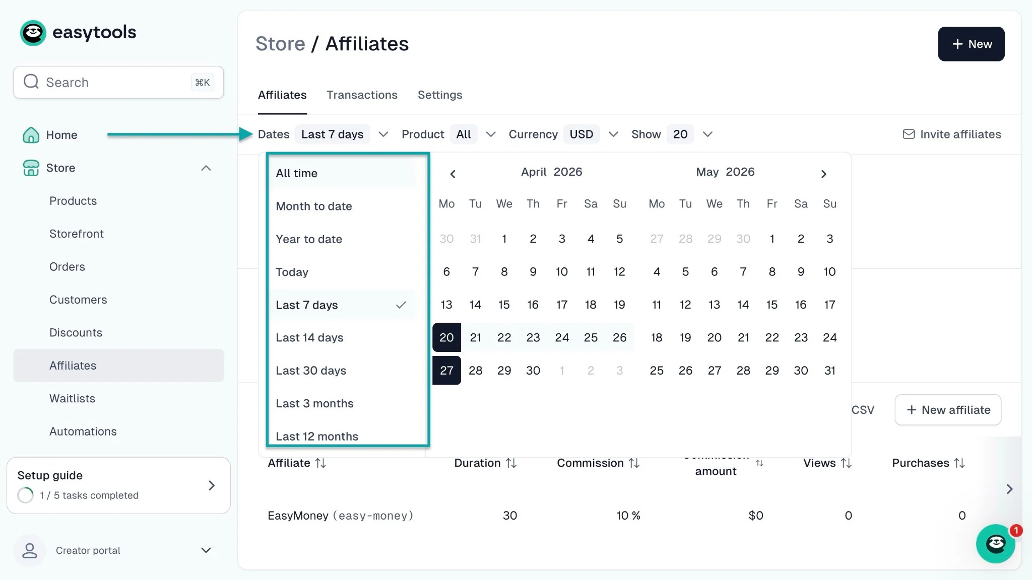 analytique de l'affiliation sur easytools
