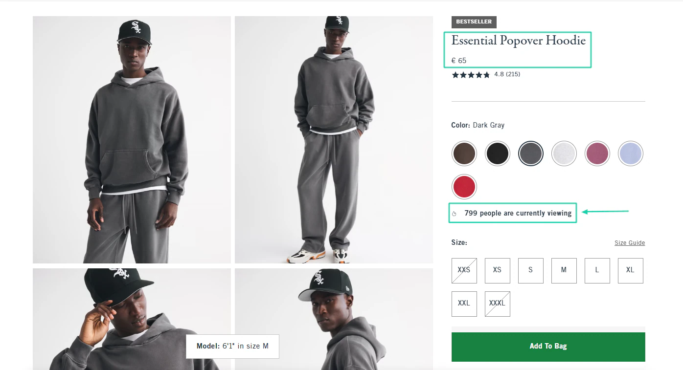 page de paiement du essential popover hoodie