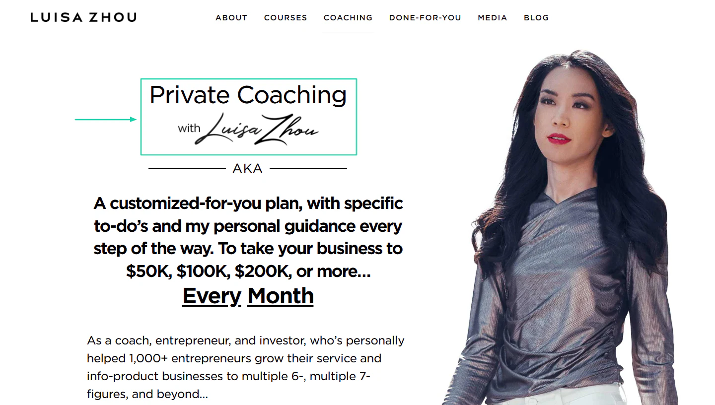 landing page de luisa zhou