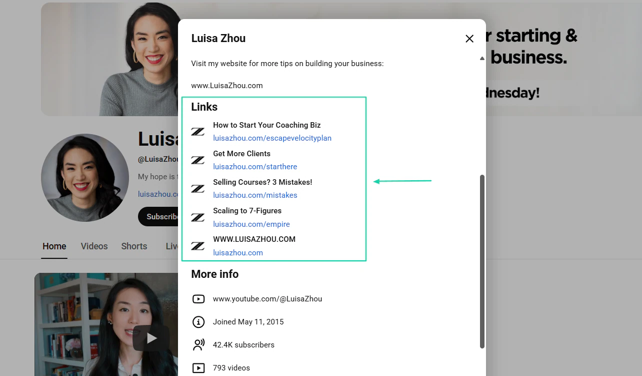 description du profil de luisa zhou sur youtube