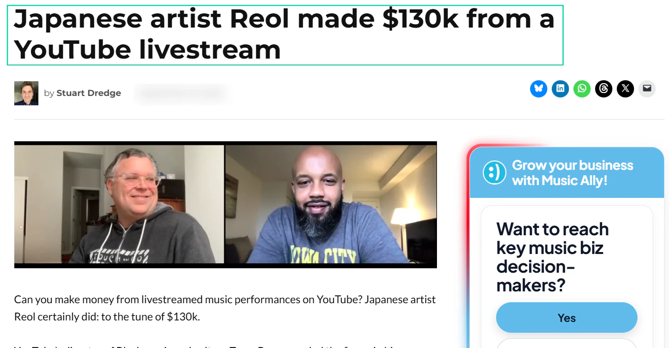 argent gagné par reol avec un direct youtube
