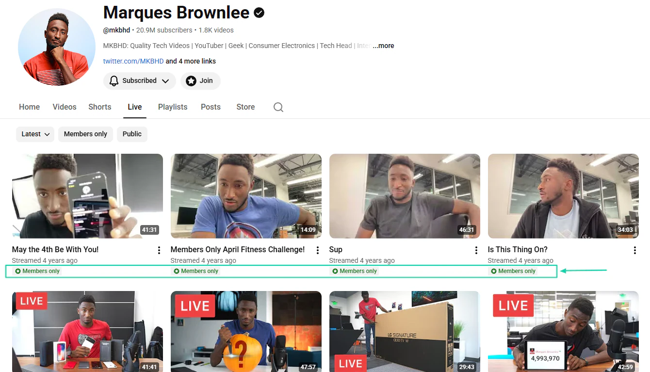 vidéos youtube de marques brownlee réservées aux membres