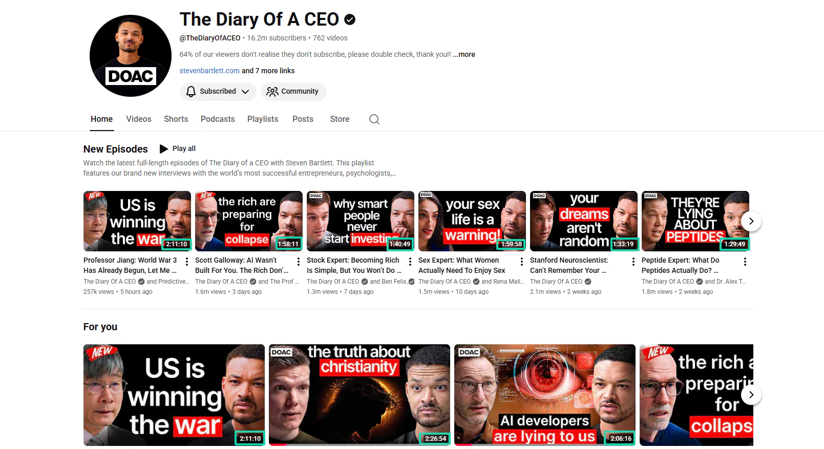 profil youtube de steven barlett