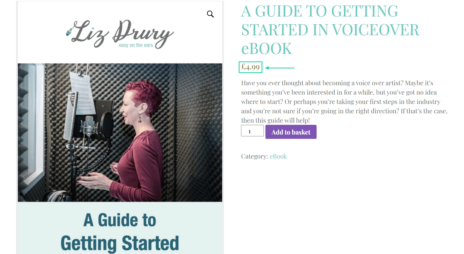 page de paiement de l'ebook de liz drury