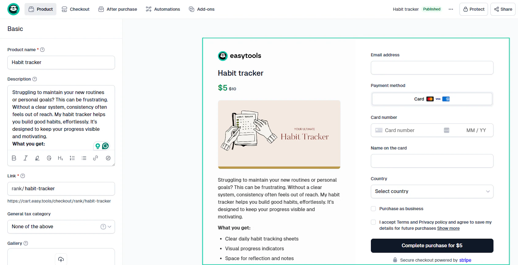 produit sur easycart