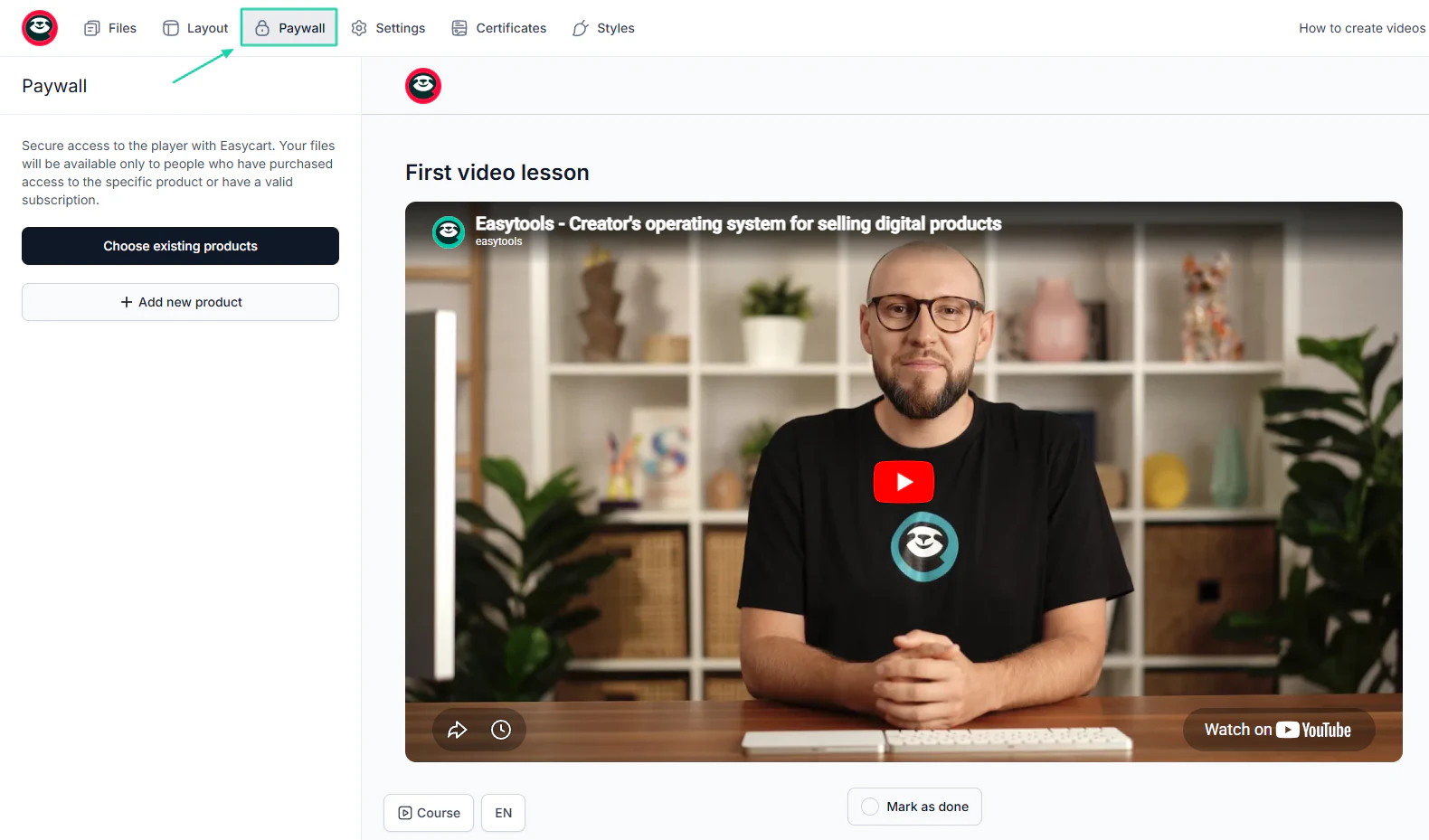 option paywall sur easyplayer