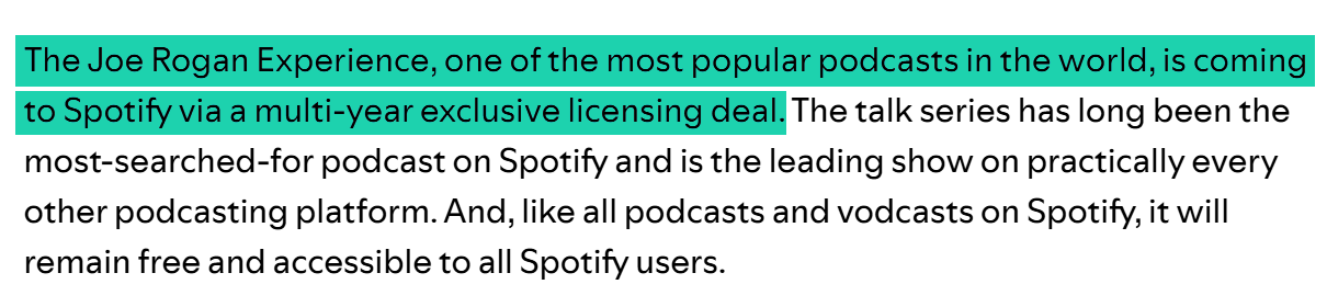 accord de licence entre joe rogan experience et spotify