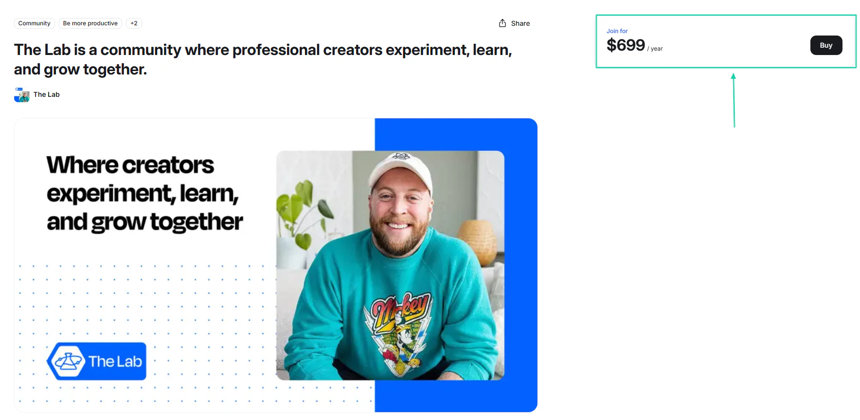 page de paiement de la communauté the lab