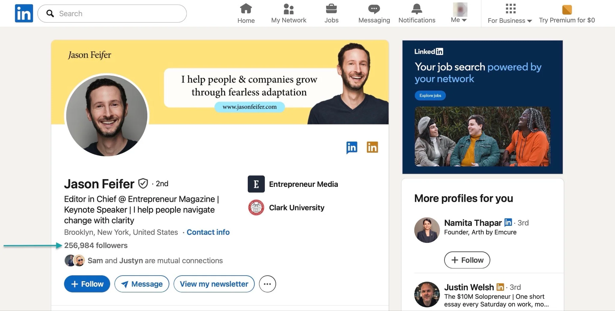 page de profil linkedin de jason fiefer