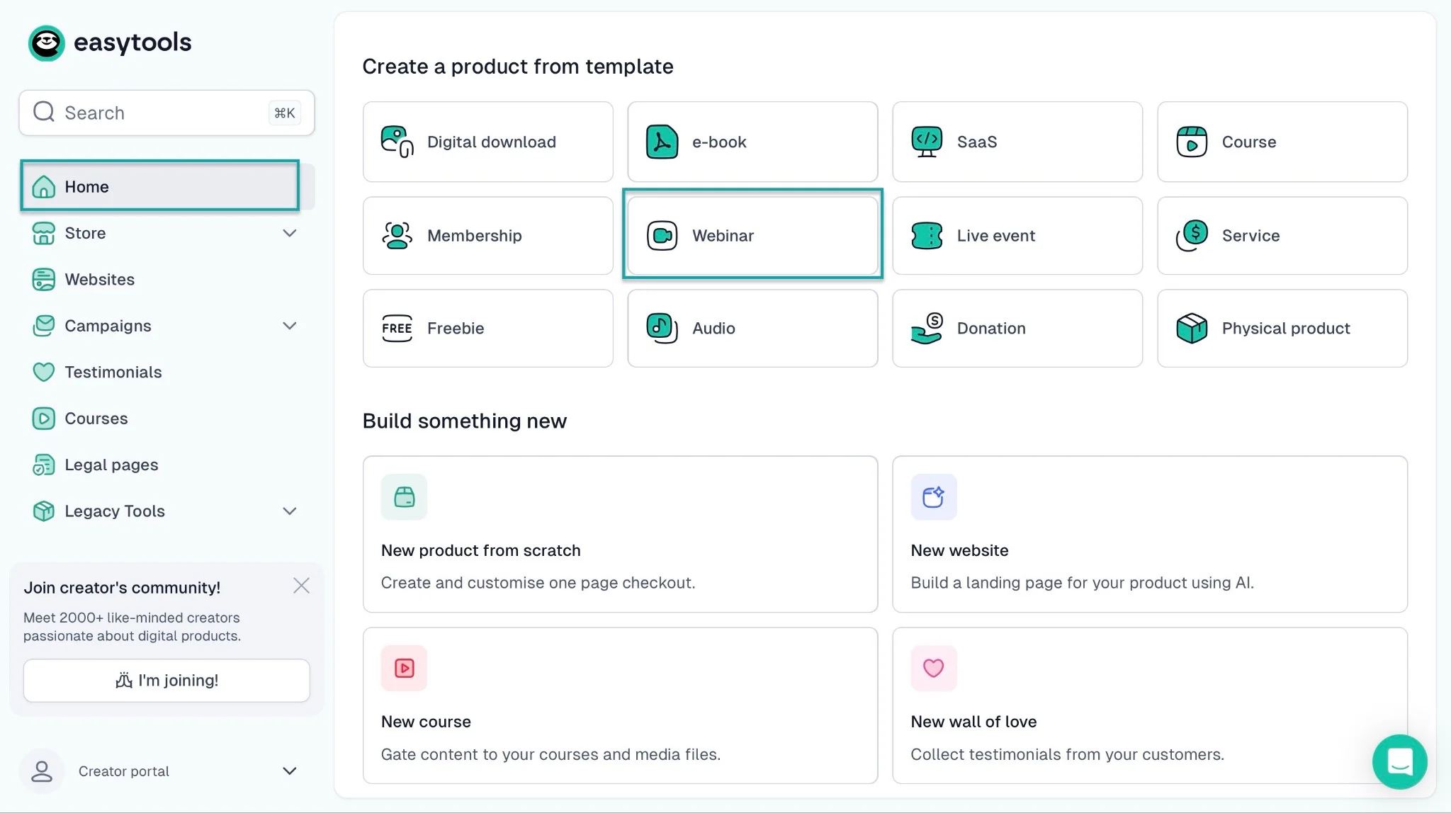 page d'accueil easytools