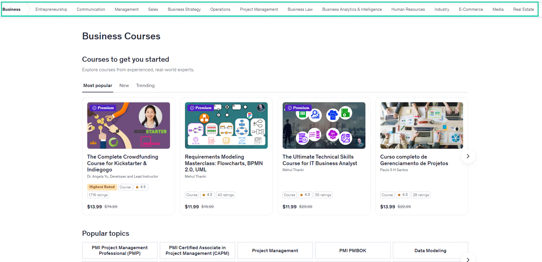 formations de la catégorie business sur udemy