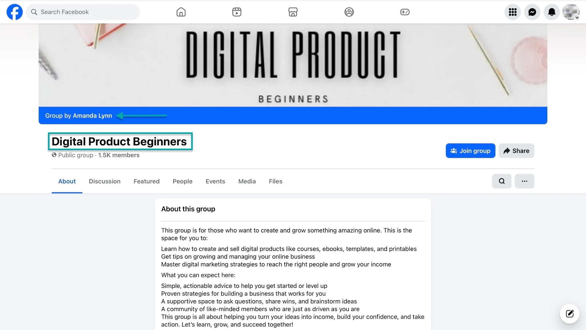 groupe facebook digital product beginners