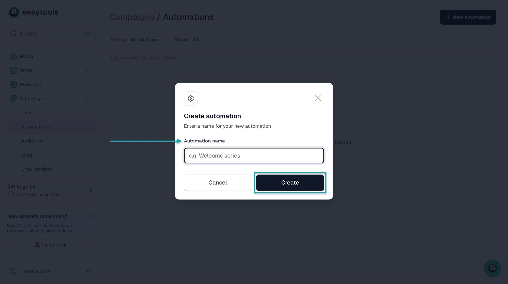 Easytools: You can also create automations so that customers receive a specific email from you after certain actions.