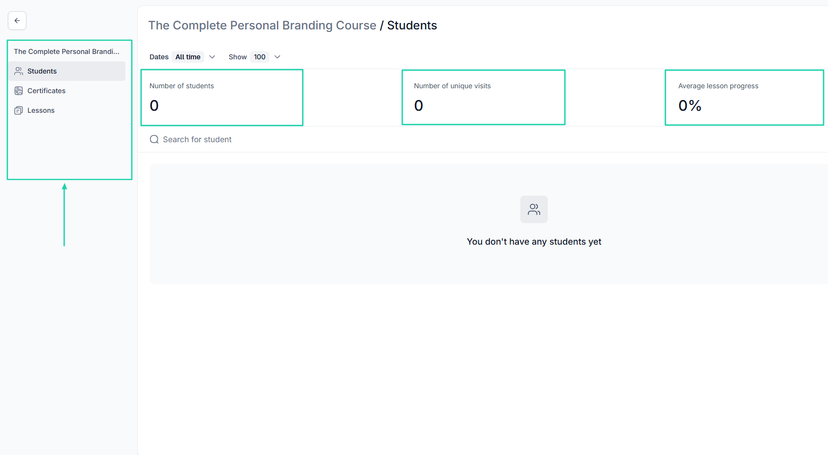 You also have access to students’ analytics, where you can track the number of students, their unique visits, and…