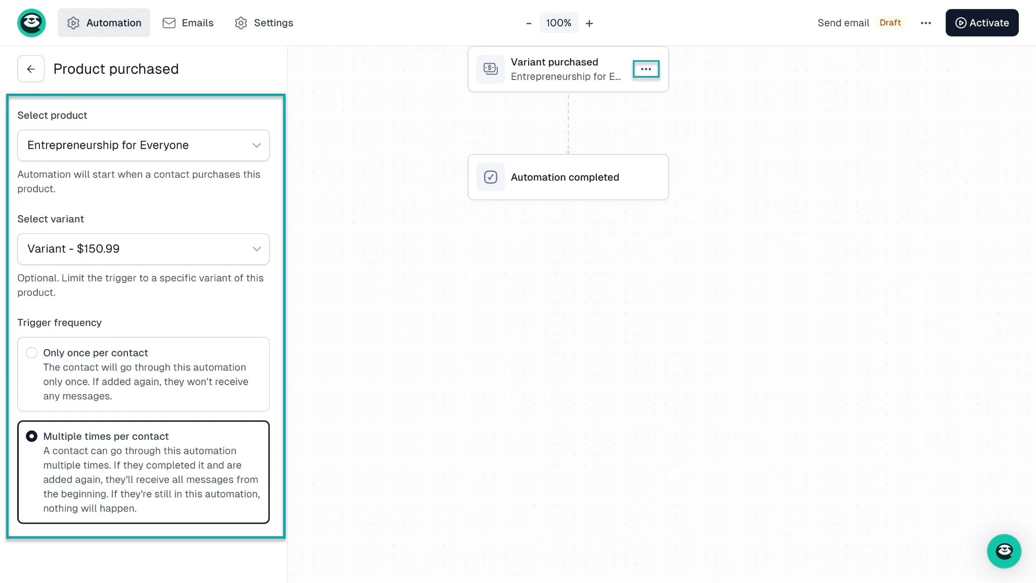 Easytools: courses showing “Emails”