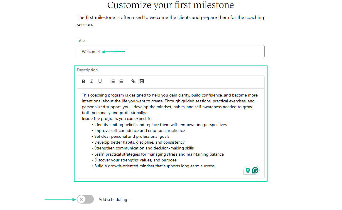 It’s also possible to enable scheduling right from there.