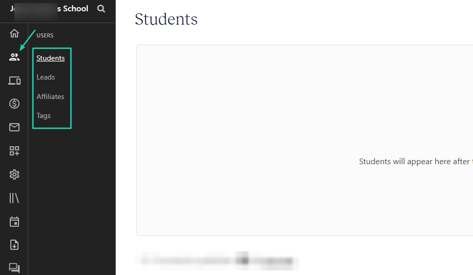 Teachable: users showing “Users”