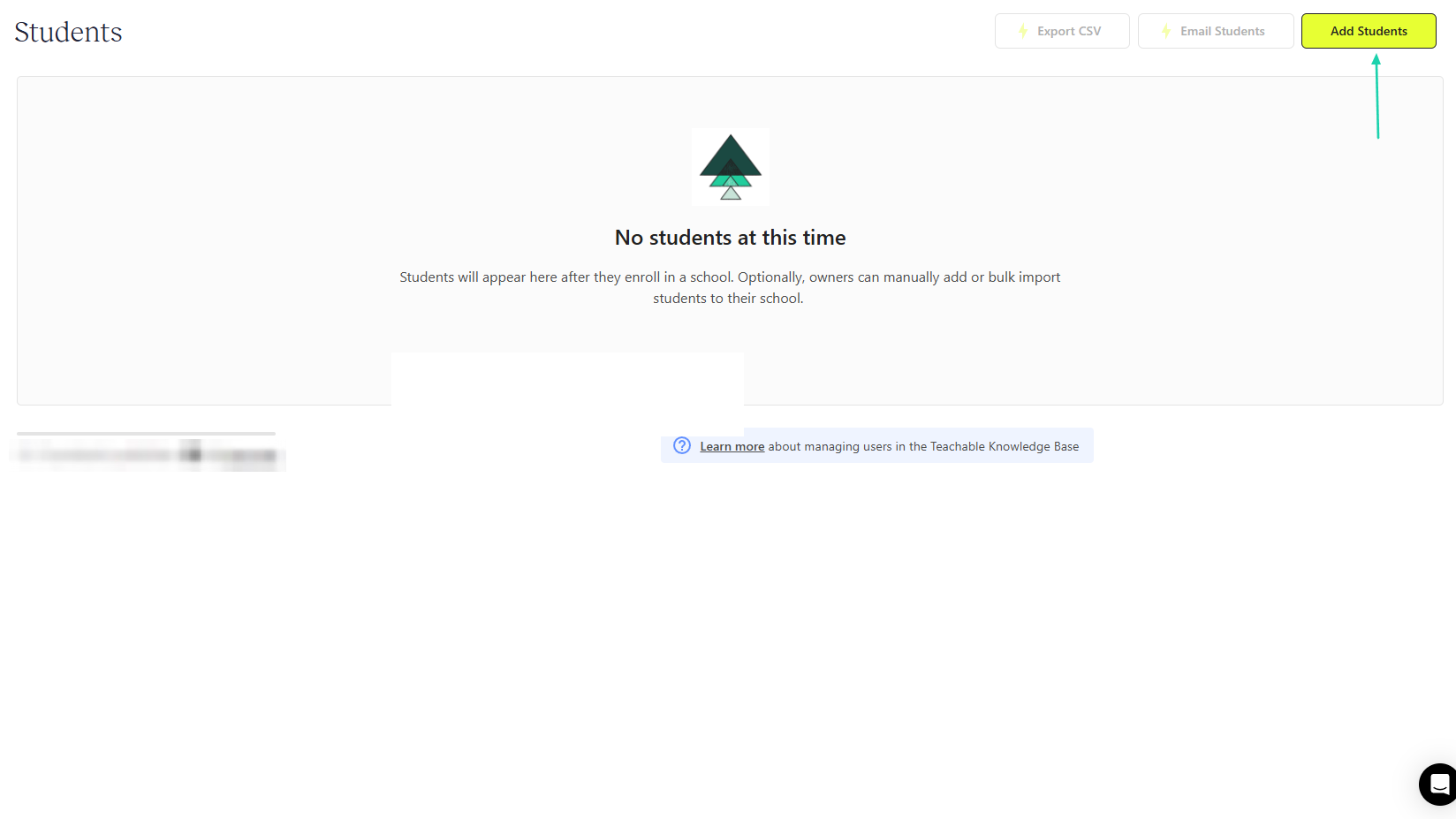 Teachable: users showing “Add Students”