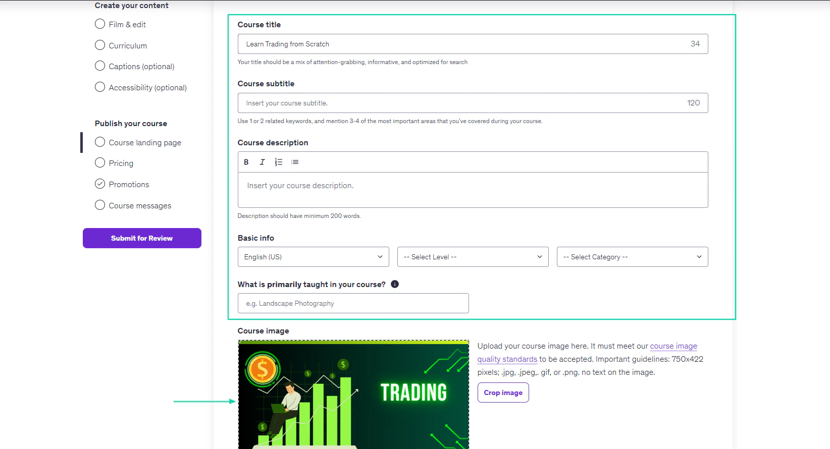 Udemy: courses screenshot — website builder