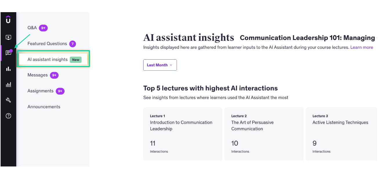 It gathers insights from learners during course lectures and lets you access them.