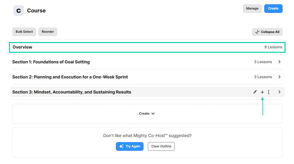 Mighty Networks: You can also add other lessons.