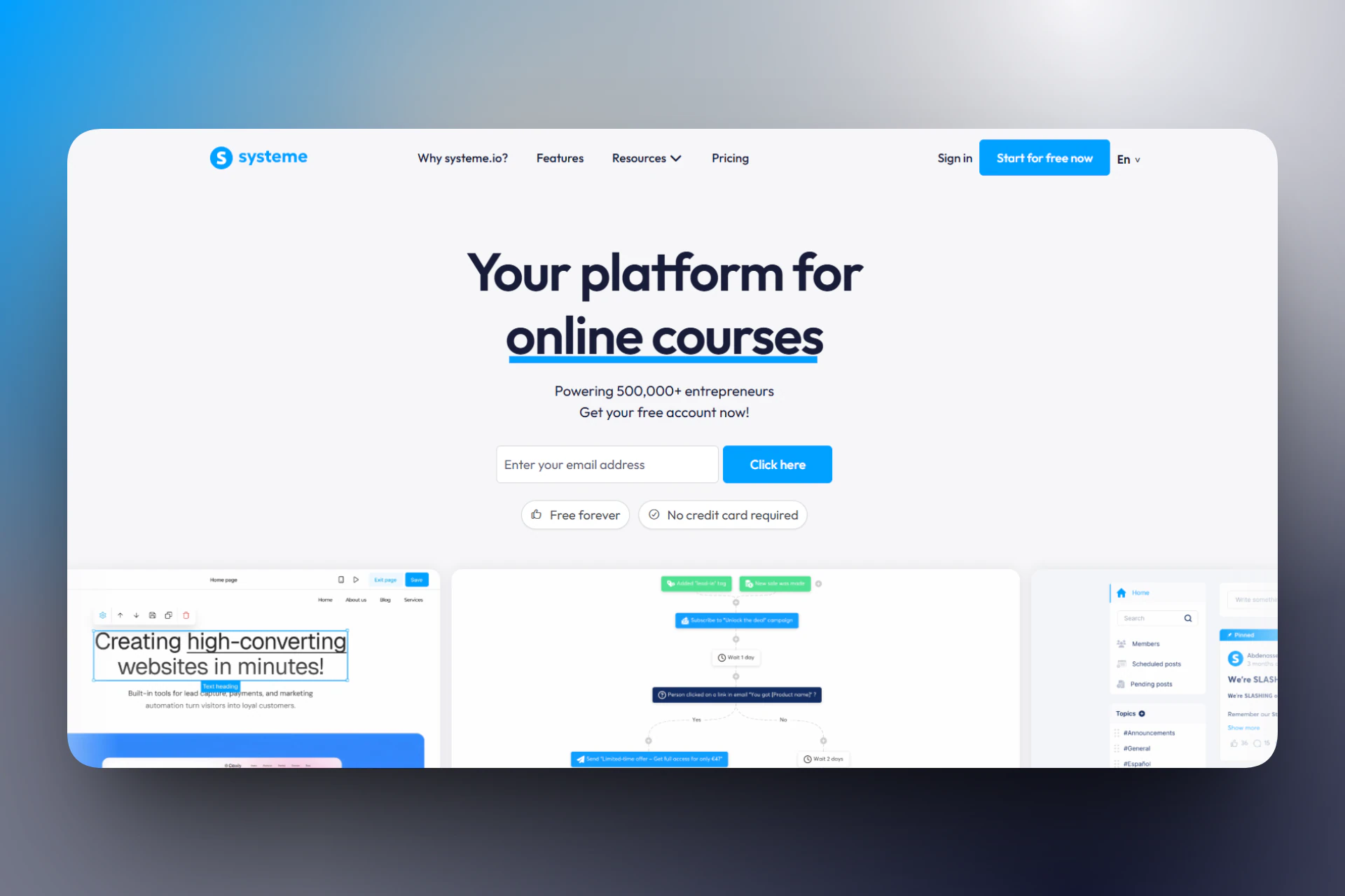 The platform offers templates for your courses.