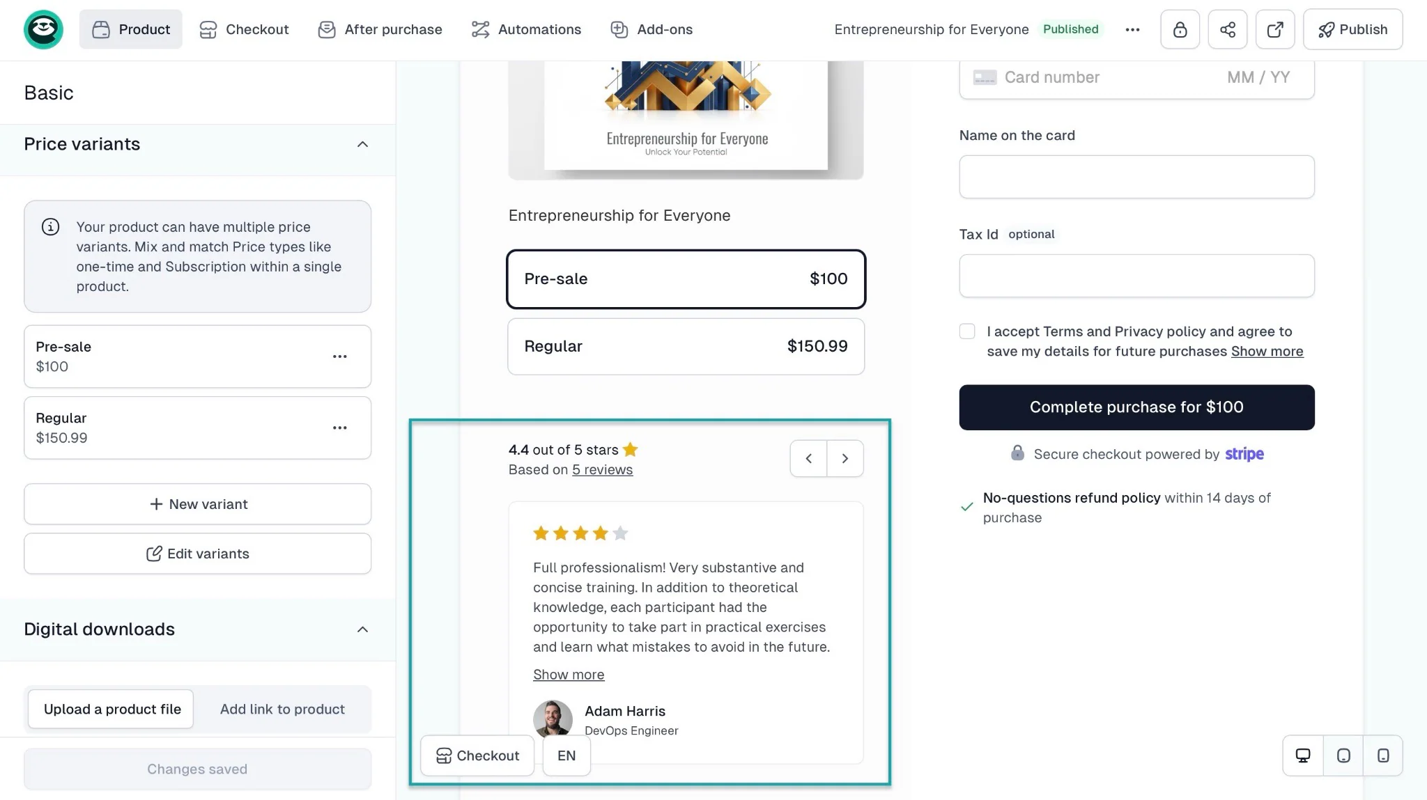 The testimonial feature is how your customers express their love for your service or product.