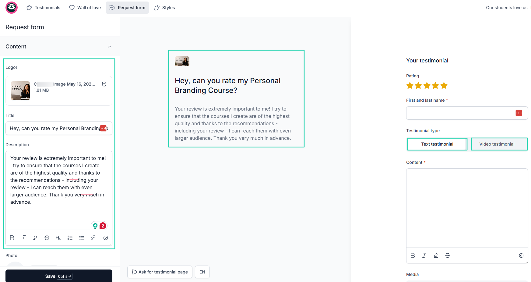 Easytools vs. Thinkific vs. Udemy vs. Teachable: store screenshot — course builder