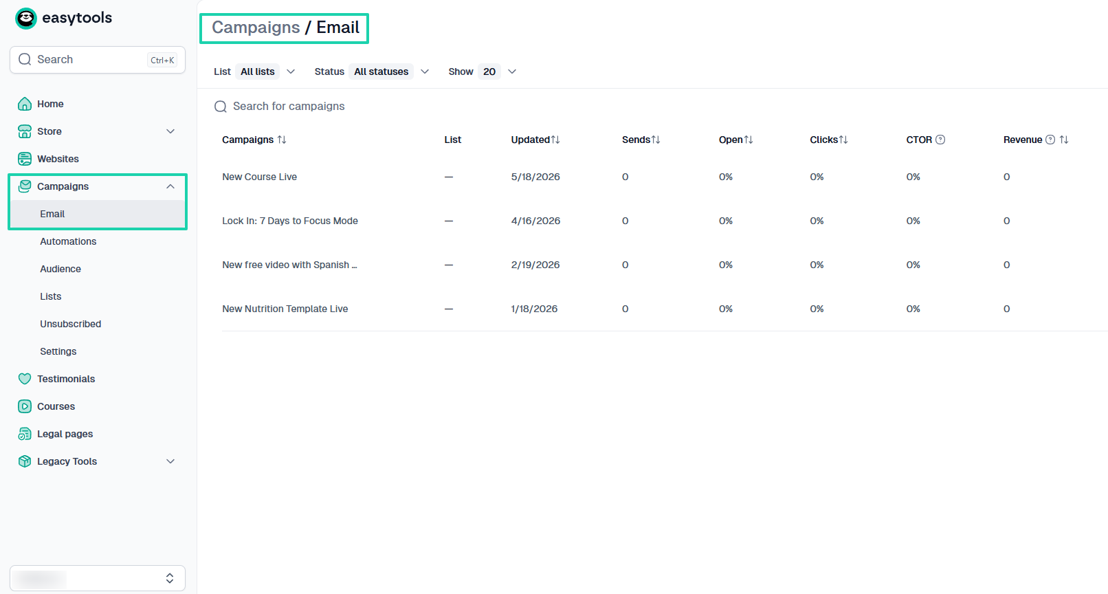 You need a platform that lets you build your own email list and regularly send emails to customers or students.