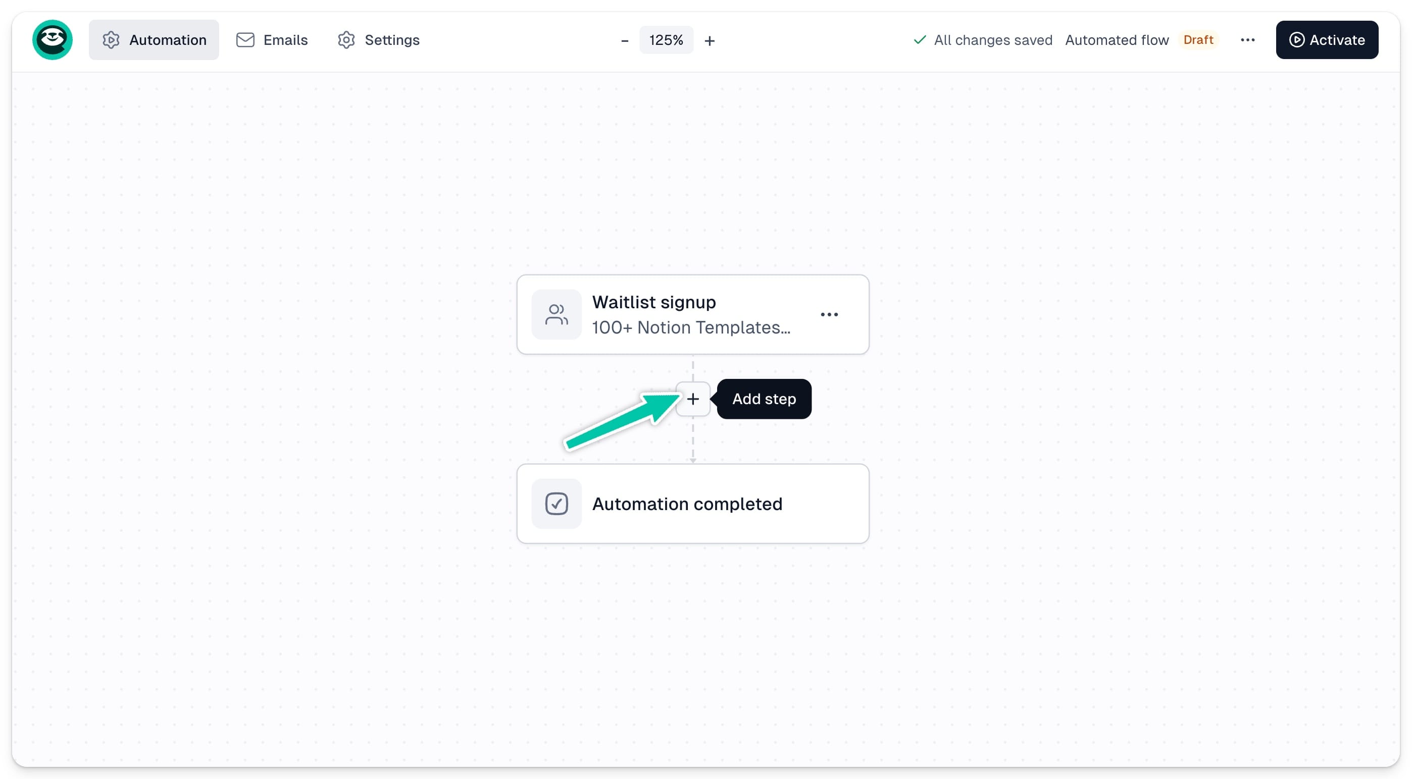 Adding a step to the automation sequence