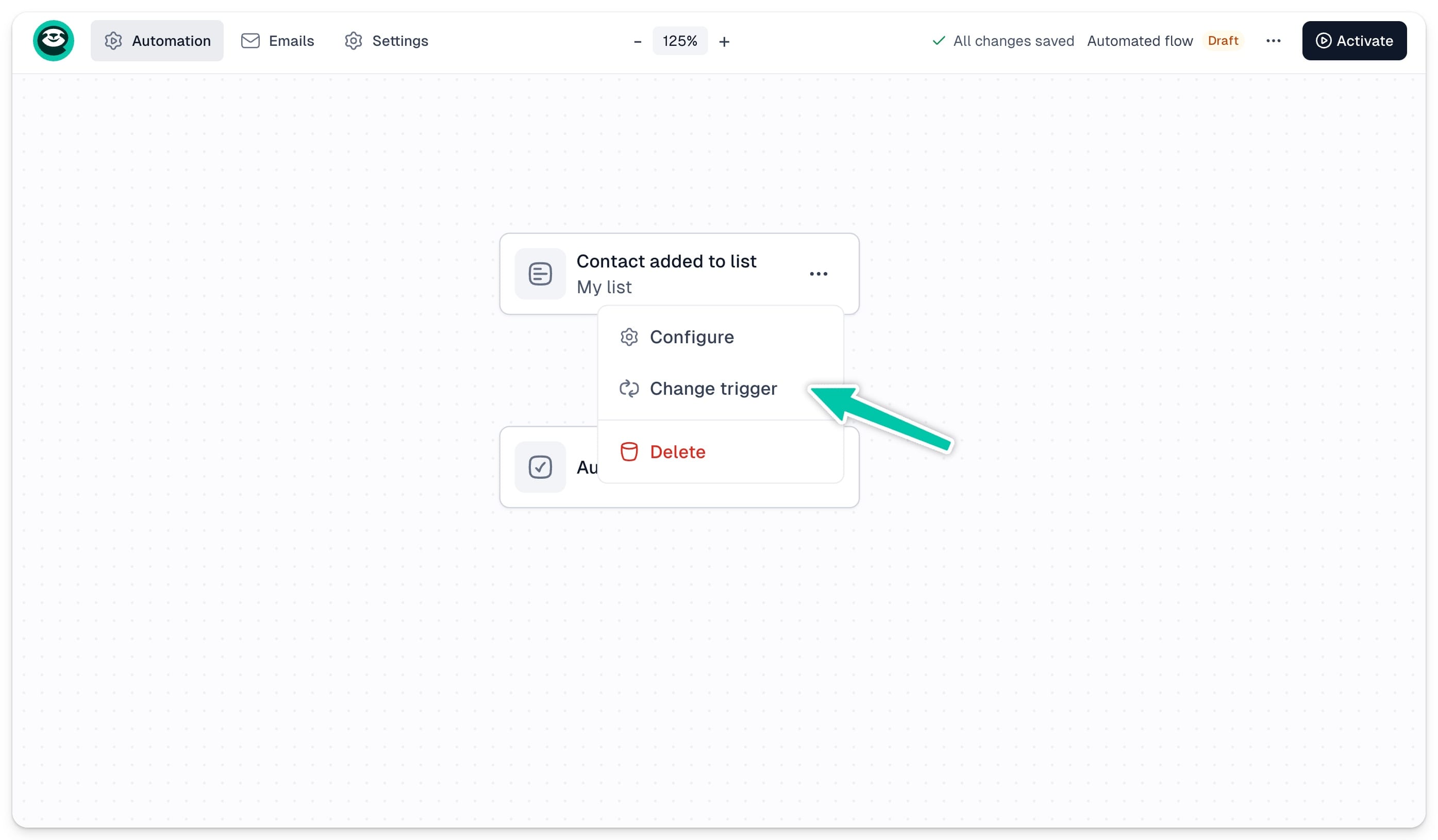 Changing the trigger of an existing automation