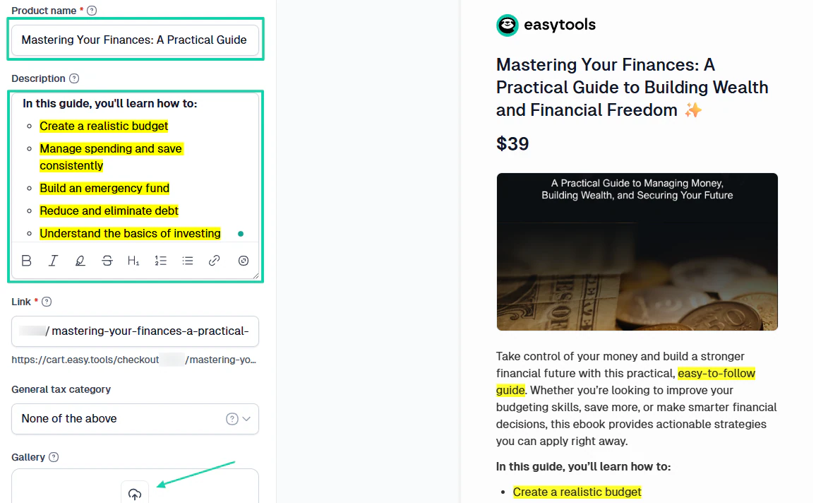 Easytools: store screenshot — digital product