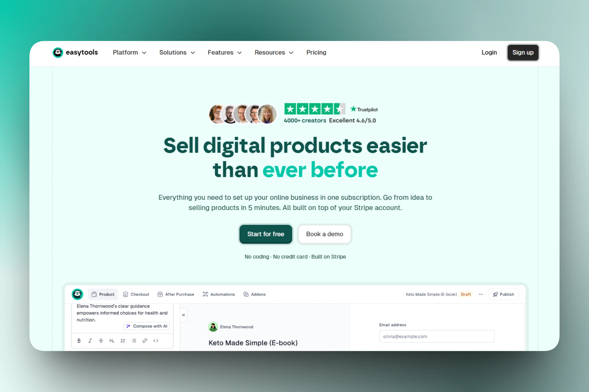 Easytools: checkout screenshot — course builder