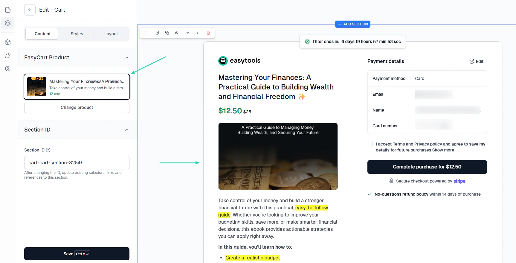 Easytools: websites showing “Pages” — checkout