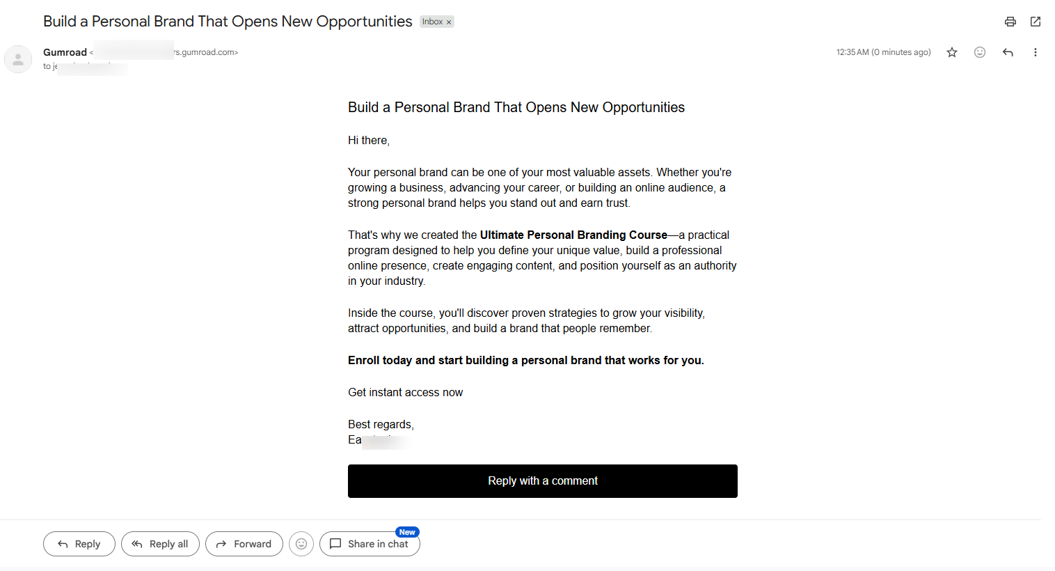 The selected contacts will receive the email.
