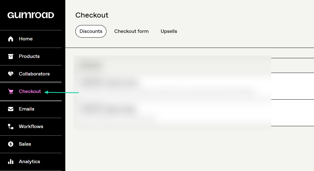 Gumroad: checkout showing “Checkout”