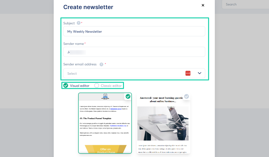 The platform lets you create a newsletter with visuals.