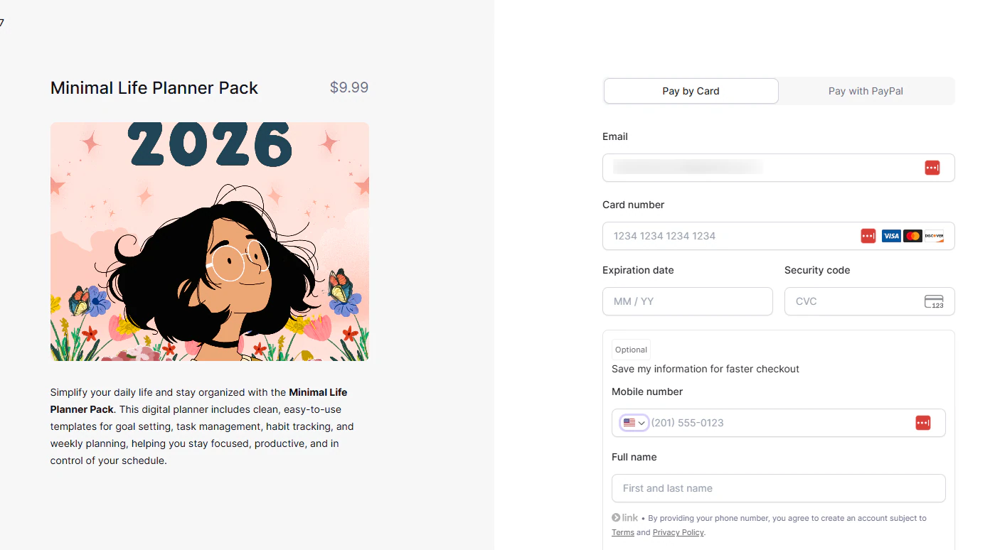 It lets you create simple checkouts for your products.