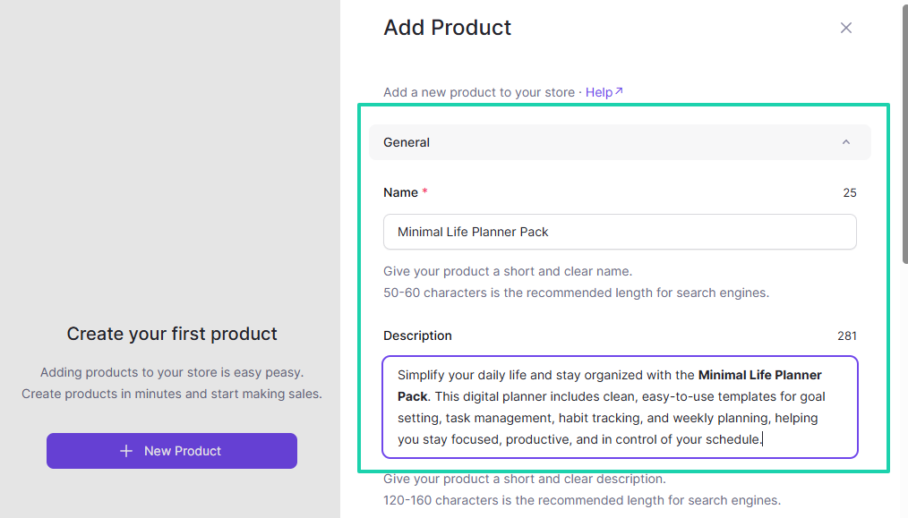 Lemon Squeezy: products screenshot