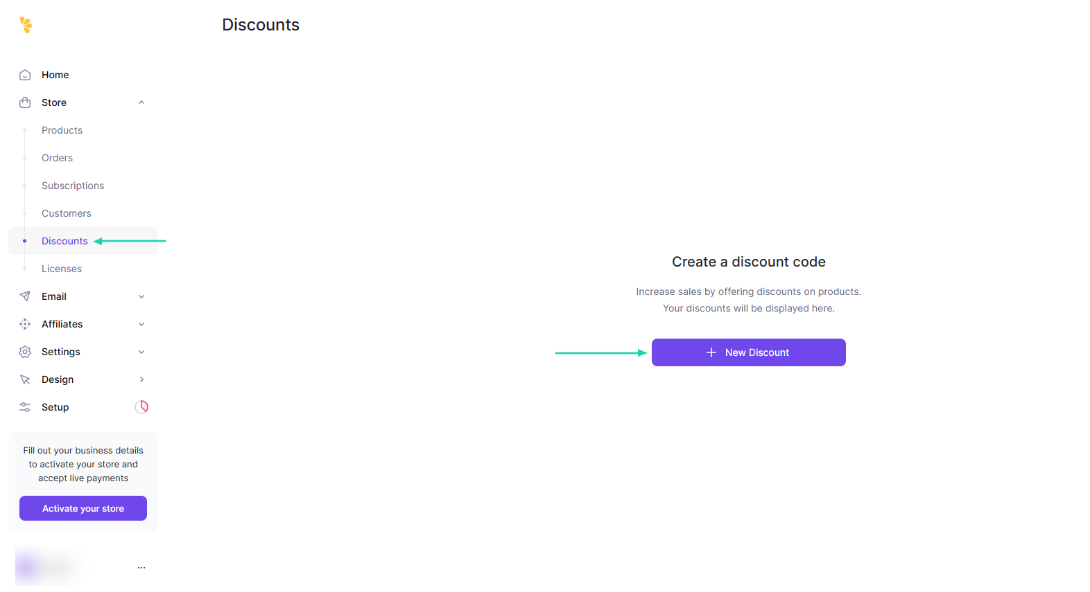Lemon Squeezy: discounts showing “Discounts”
