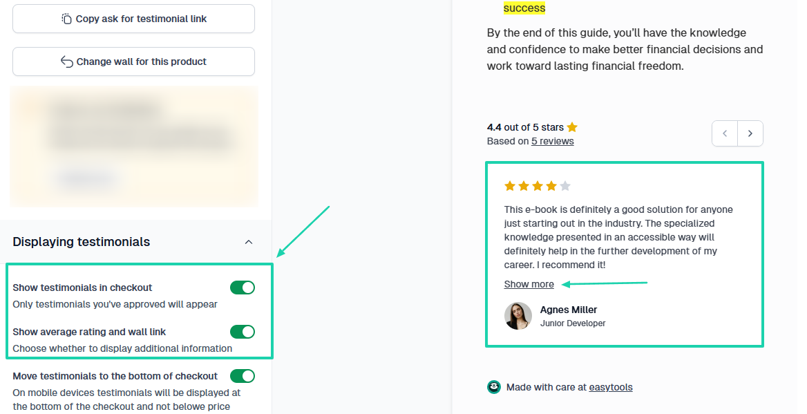 Assess the checkout features you need: checkout screenshot — course builder
